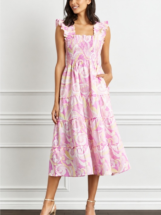 Hill House Dresses & Skirts - HILLHOUSE Ellie Nap Dress in Pink Swirl Linen size Large